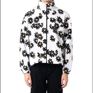 Wezc Floral Print Teddy Jacket in Black and White